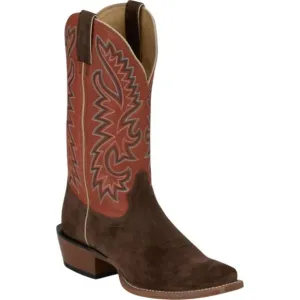 NEW JUSTIN BOOTS men's 11&quot; wide square toe boots in guy brown/orange