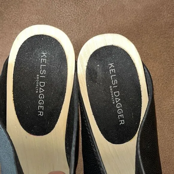 NEW Kelsi Dagger Boulder Open Toe Black Clogs Size 8