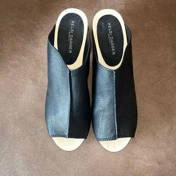 NEW Kelsi Dagger Boulder Open Toe Black Clogs Size 8