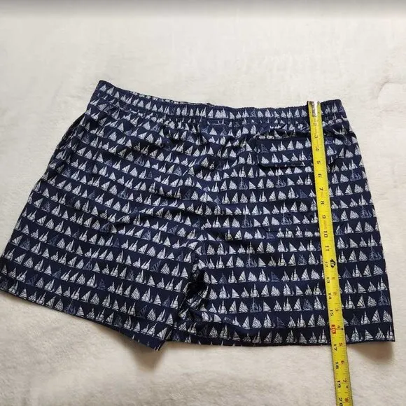 New men's XL Vineyard Vines 5&quot; printed Chappy swim trunks Boat Parade navy short