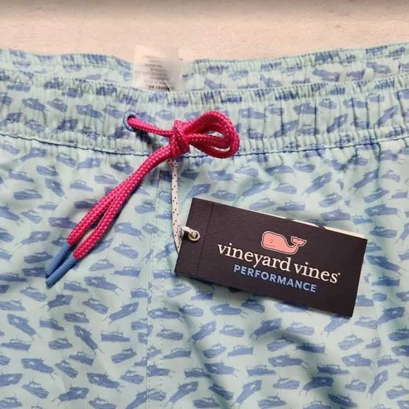 New men's  XXL Vineyard Vines 7&quot; printed Chappy swim trunks picnic boat shorts