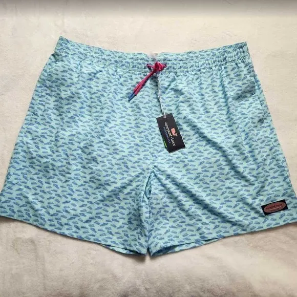 New men's  XXL Vineyard Vines 7&quot; printed Chappy swim trunks picnic boat shorts