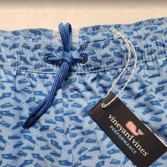 New men's  XXL Vineyard Vines 7&quot; printed Chappy swim trunks picnic boat shorts