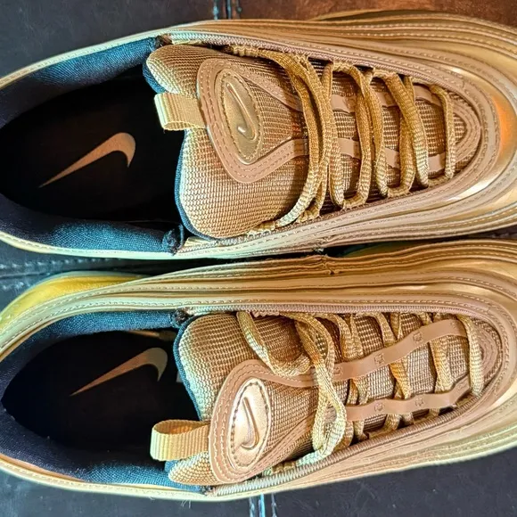 New Metallic Gold Nike Air Max 97 QS Olympic Triple Gold Shoes (Beautiful Shoe)