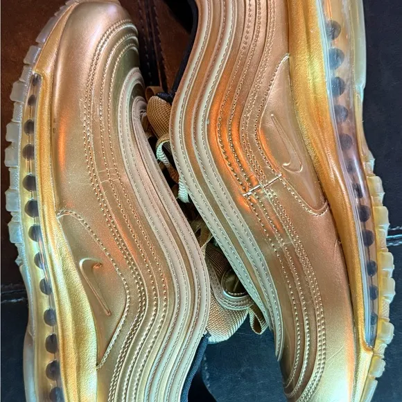 New Metallic Gold Nike Air Max 97 QS Olympic Triple Gold Shoes (Beautiful Shoe)