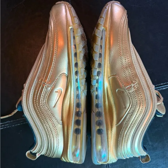 New Metallic Gold Nike Air Max 97 QS Olympic Triple Gold Shoes (Beautiful Shoe)