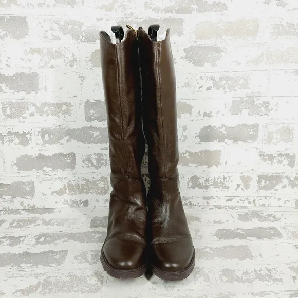 New Nordstrom Oliver Brown Leather Knee High Ridding Boots D421