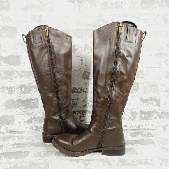 New Nordstrom Oliver Brown Leather Knee High Ridding Boots D421