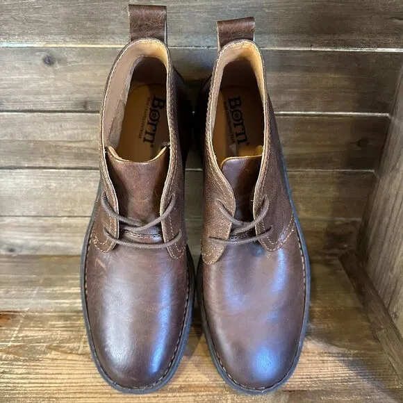 New NWOB Mens Born Bismark Brown Leather Comfort Ankle Chukka Boots Size 11.5 M‎