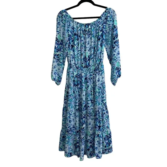 NEW NWT Lilly Pulitzer Jennie Off The Shoulder Midi Dress In Iris Blue
