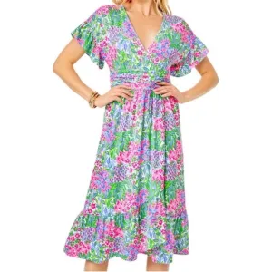 NEW NWT Lilly Pulitzer Juliet Ruffle Midi Dress In A Cherry On Top Floral Print