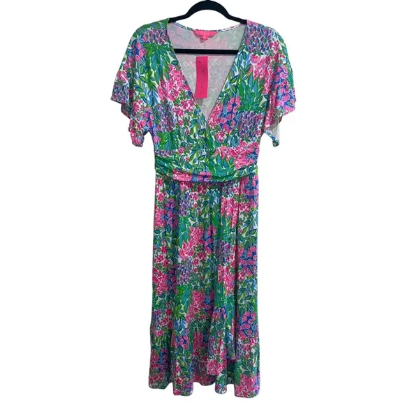 NEW NWT Lilly Pulitzer Juliet Ruffle Midi Dress In A Cherry On Top Floral Print