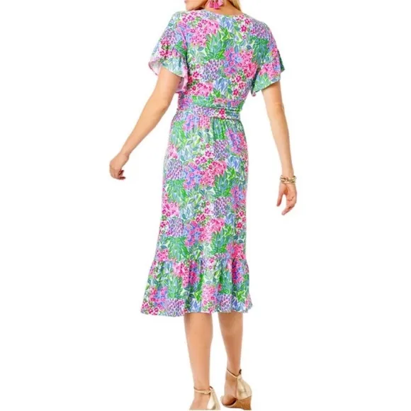 NEW NWT Lilly Pulitzer Juliet Ruffle Midi Dress In A Cherry On Top Floral Print