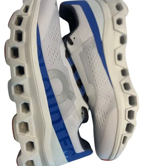 New ON RUNNING CLOUDMONSTER Men's Size 12.5 Running Shoes White and Blue