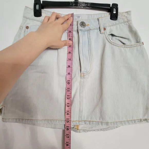 NEW One Teaspoon Brando 2020 Mini Distressed Light Wash Denim Button Fly Skirt