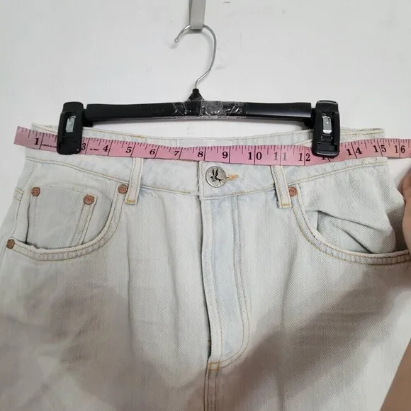 NEW One Teaspoon Brando 2020 Mini Distressed Light Wash Denim Button Fly Skirt