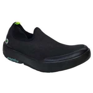 New Oofos oomg eezee low slide on sneakers shoes black slip on stretch comfy
