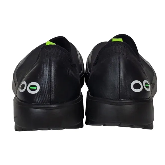 New Oofos oomg eezee low slide on sneakers shoes black slip on stretch comfy