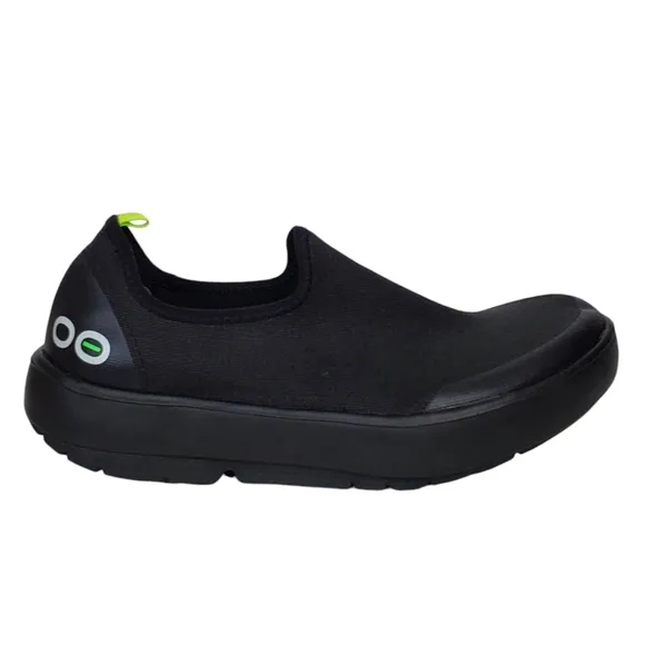 New Oofos oomg eezee low slide on sneakers shoes black slip on stretch comfy
