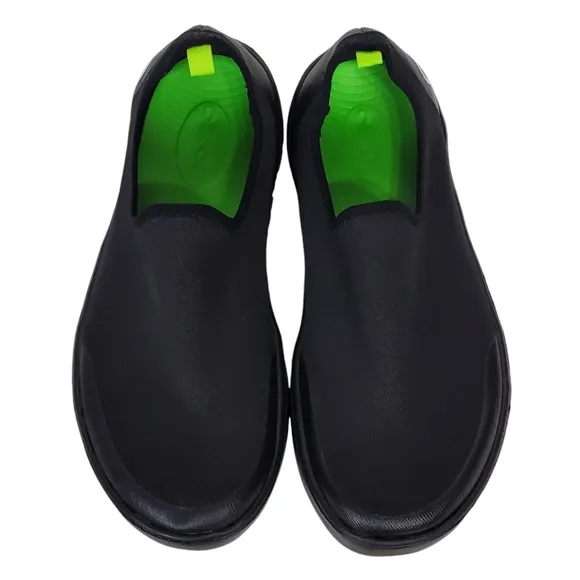 New Oofos oomg eezee low slide on sneakers shoes black slip on stretch comfy