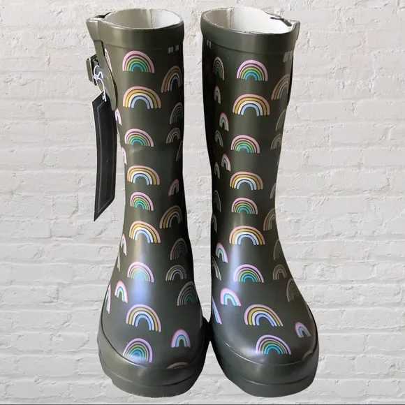 NEW Rainbow Mid Calf Rain Gardening Boots, Size 6