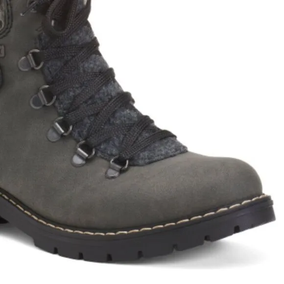 NEW RIEKER Lace Up Comfort Boots Black/Wood for women 252