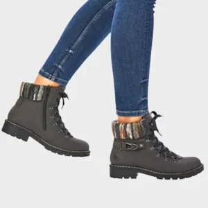 NEW RIEKER Lace Up Comfort Boots Black/Wood for women 252