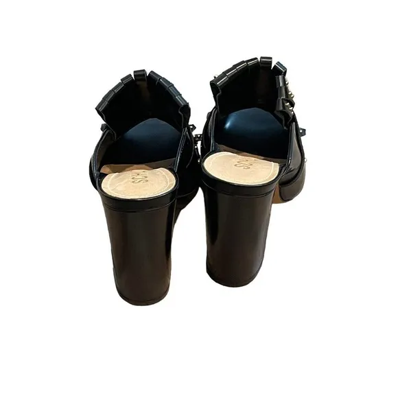 New Schutz Janny Open Toe Fashion Mules Party Shoes Black Women's Size US 6.5M