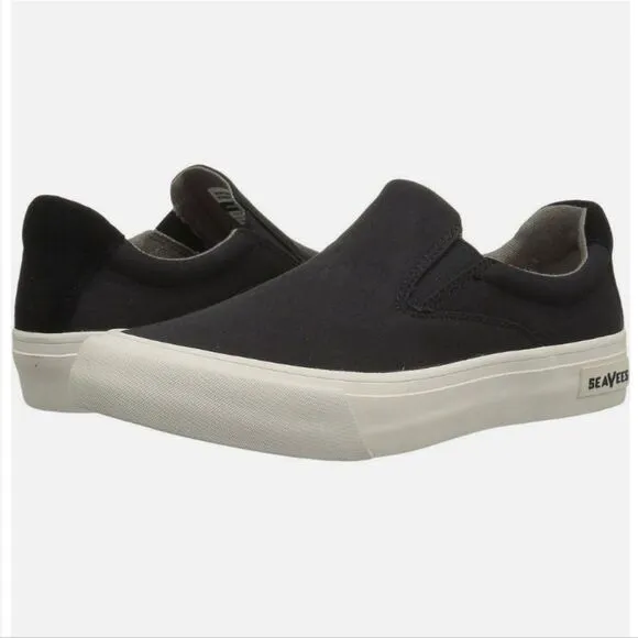 New SeaVees Hawthorne WOMENS SHOES  Slip On Black Cushy memory foam sneaker 8.5