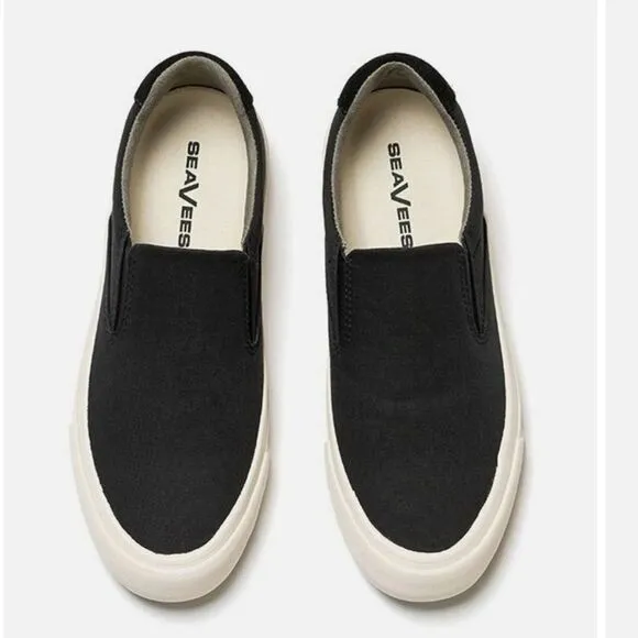 New SeaVees Hawthorne WOMENS SHOES  Slip On Black Cushy memory foam sneaker 8.5
