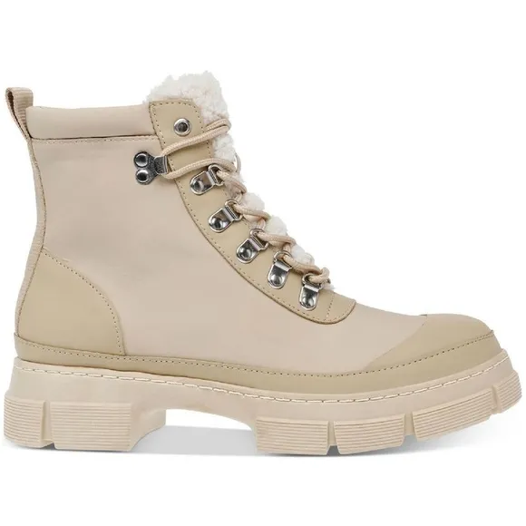NEW Steve Madden Womens Hildy Tan Lug Sole Lace Up Ankle Boots Shoes size 9.5