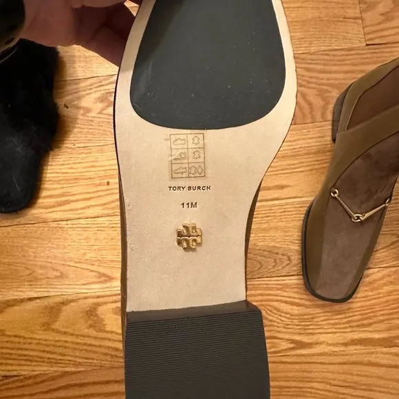 NEW Tory Burch Flat Brown Boots with Gold Chain - Size 11