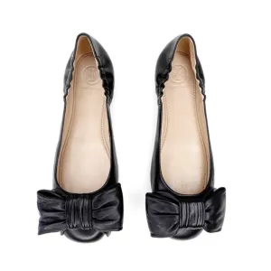 New Tory Burch Shoes Ballet Flats Divine Bow Black Leather Ballerina Size 6.5
