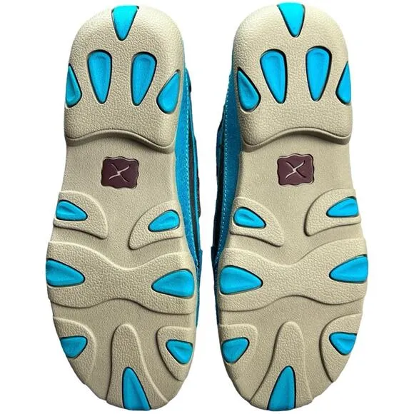NEW Twisted X Boots Women's Leather Driving Moccasins, Brown/Turquoise, Size 7M