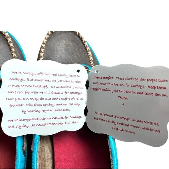 NEW Twisted X Boots Women's Leather Driving Moccasins, Brown/Turquoise, Size 7M