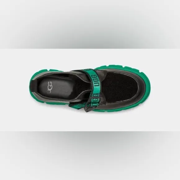 New! UGG Ashton Plush Leather/Wool Black/Green Lug Sole Shoes.
