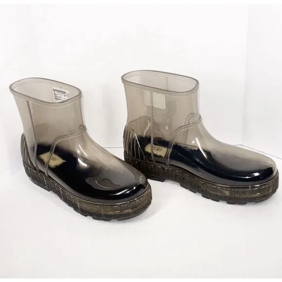 New UGG Clear Drizlita Waterproof Rubber Rain Boots Womens 9 Wool Warm Outdoor