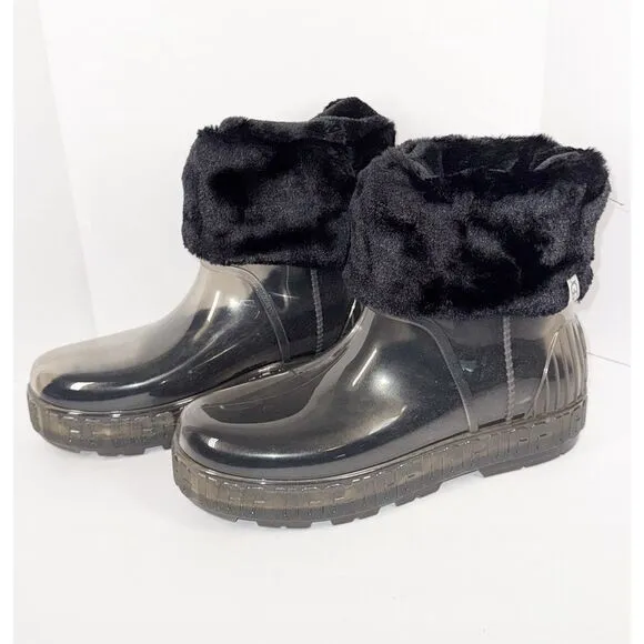 New UGG Clear Drizlita Waterproof Rubber Rain Boots Womens 9 Wool Warm Outdoor
