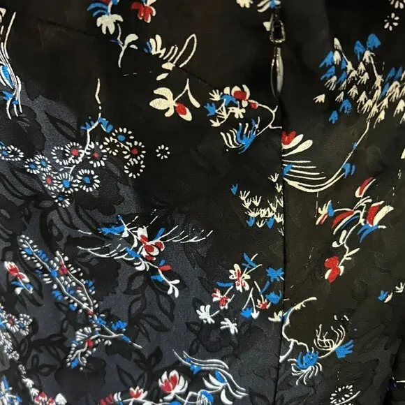 NEW Veronica Beard Black Navy Blue Floral Preston Long Sleeve Silk Dress Sz8