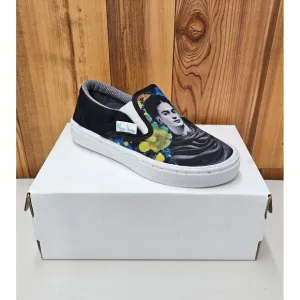 New Vintage &quot;Frida Khalo&quot; Black Women's Slip On Shoes Size 7