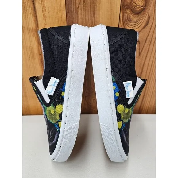 New Vintage &quot;Frida Khalo&quot; Black Women's Slip On Shoes Size 7