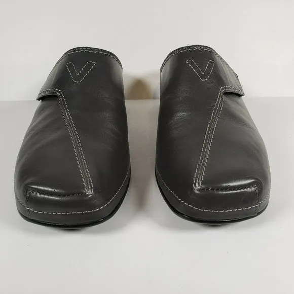 New VITAL Womens Gray Mules US 6.5 EU 37 Leather Uppers, Made in Austria