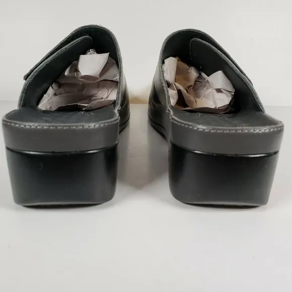 New VITAL Womens Gray Mules US 6.5 EU 37 Leather Uppers, Made in Austria