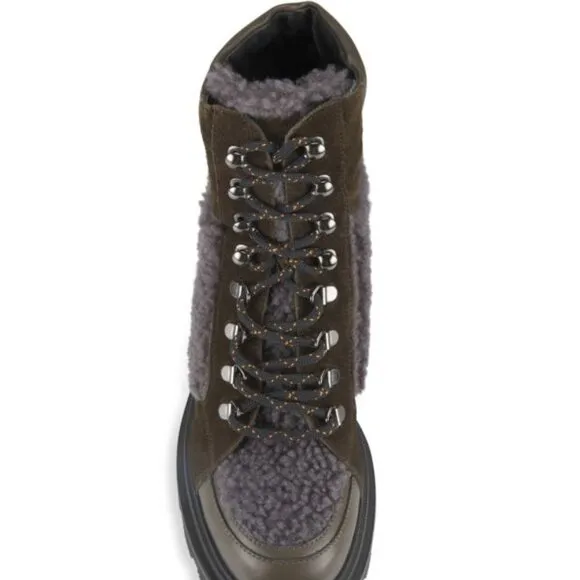 NEW VOILE BLANCHE Cloden Shearling Lined Leather Booties army green women 1266tn