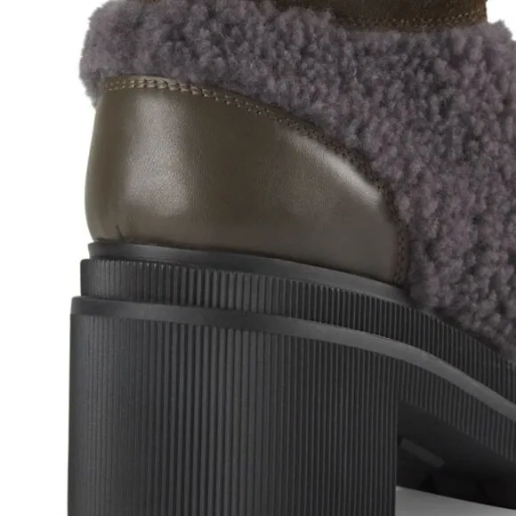 NEW VOILE BLANCHE Cloden Shearling Lined Leather Booties army green women 1266tn