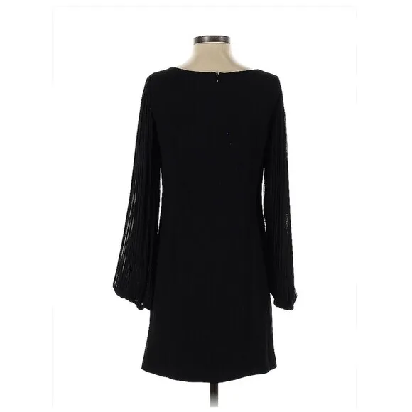 NEW White House Black Market Chiffon Balloon Sleeve Black Shift Dress Size 2
