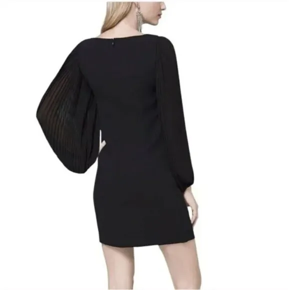 NEW White House Black Market Chiffon Balloon Sleeve Black Shift Dress Size 2