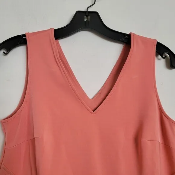 NEW Wolford Mid Coral Peach V Neck Sleeveless Asymmetric Bodycon Dress Size 4