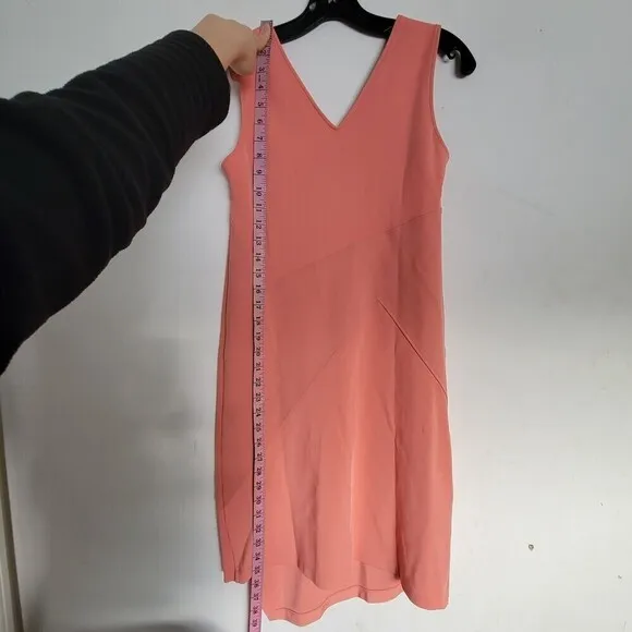 NEW Wolford Mid Coral Peach V Neck Sleeveless Asymmetric Bodycon Dress Size 4