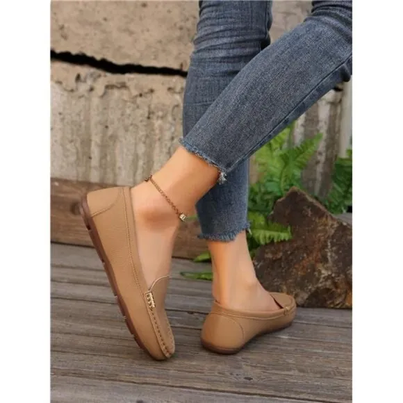 New Women Flat Loafers 2021 Fashion Low-Cut Driving Shoes Soft-Sole Mom Shoes
